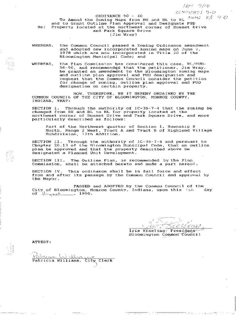 Fillable Online bloomington in the