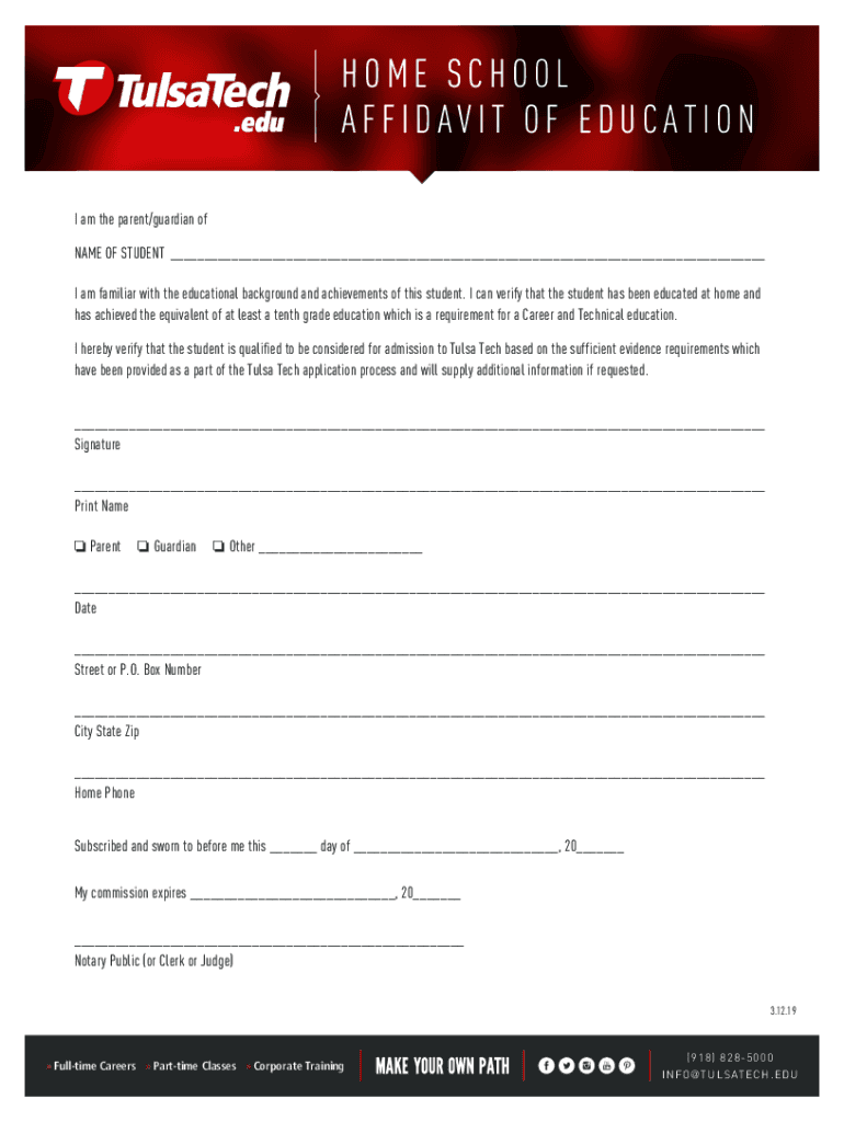 Fillable Online Affidavit Form For Homeschool Fax Email Print pdfFiller