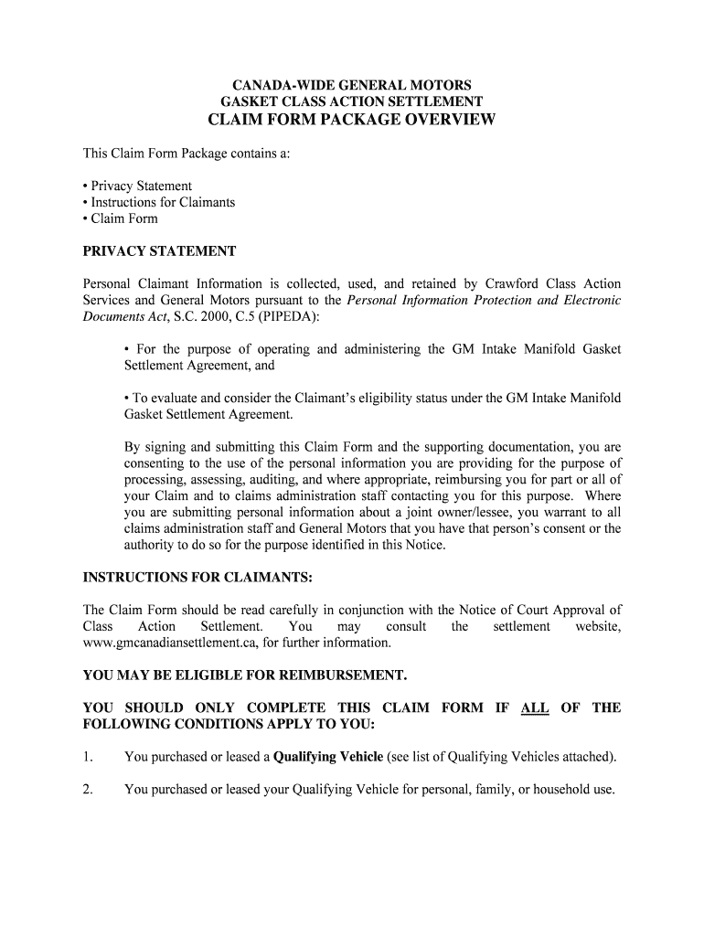 Fillable Online kmlaw Annex B Claim Form Package Overview kmlaw Fax Email Print pdfFiller