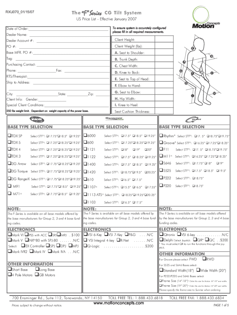 Fillable Online TheFSeries CG Tilt System Motion Concepts Fax Email Print pdfFiller