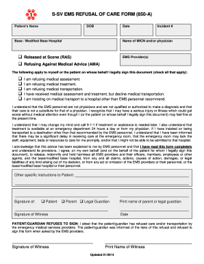 28 Printable Refusal Of Care Against Medical Advice Forms and Templates