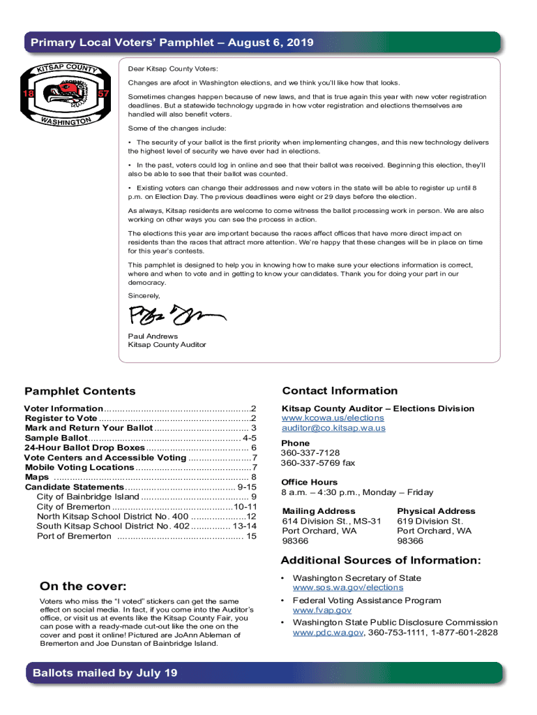 Fillable Online Primary Local Voters Pamphlet Kitsap County, Washington Fax Email Print