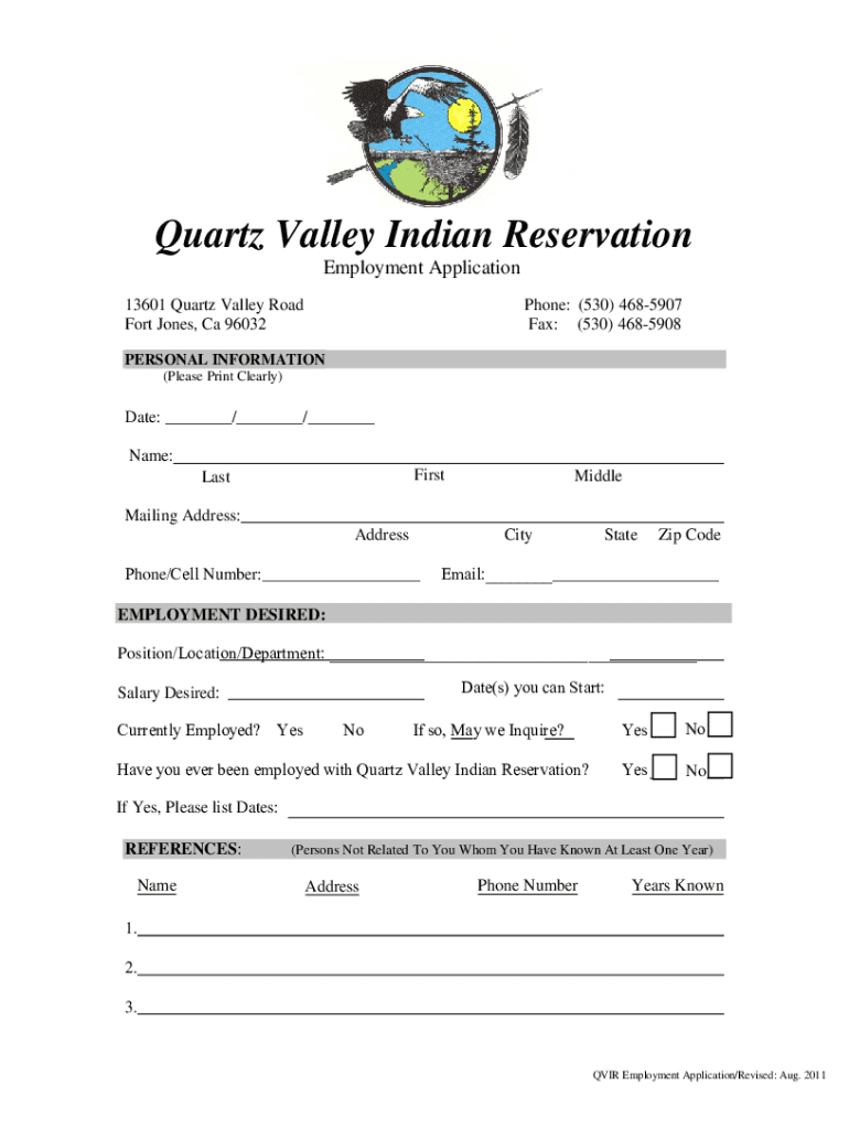 Quartz Valley Indian Reservation jobs in Fort Jones, CA Fill out
