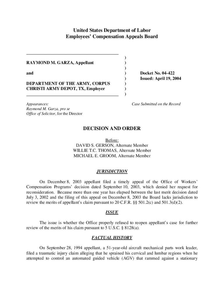 Fillable Online 040422 RAYMOND M. GARZA and DEPARTMENT OF THE A