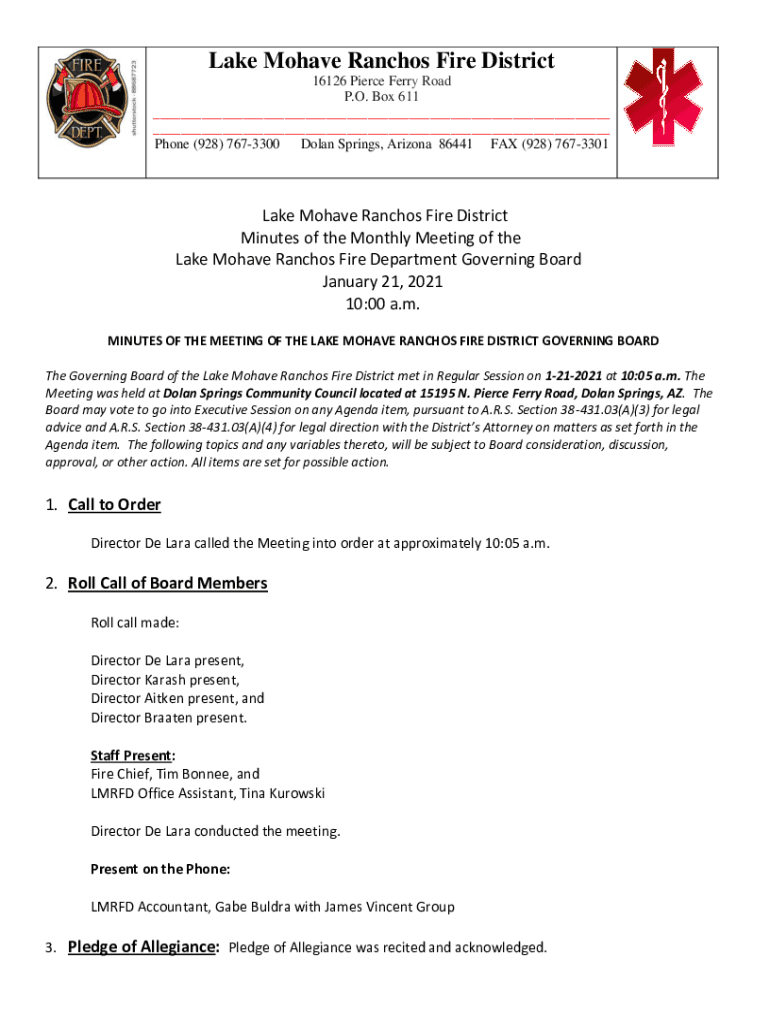 Fillable Online Lake Mohave Ranchos Fire District Fax Email Print