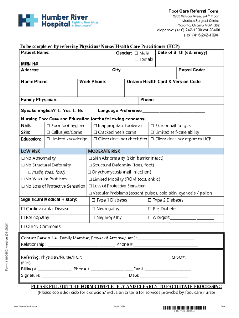 Fillable Online Ankle & Foot Referral Sheet Fax Email Print pdfFiller