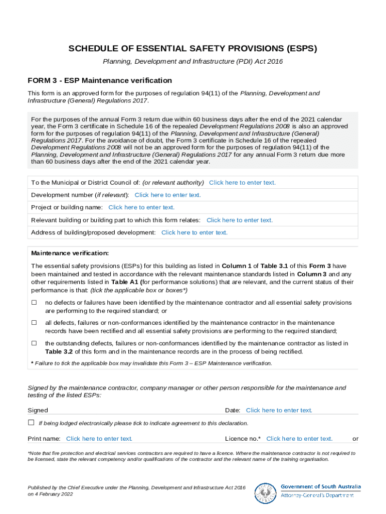 3 Schedule of essential safety provisions Doc Template pdfFiller