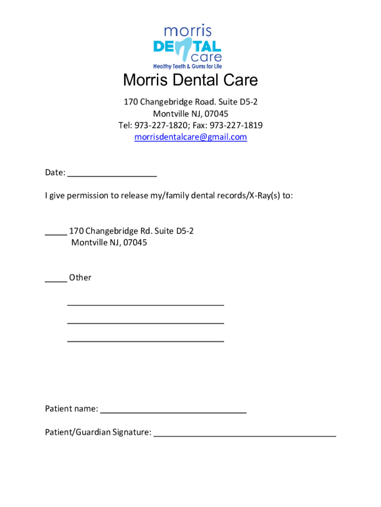 Fillable Online Dental Records/XRay Release Form Fax Email Print