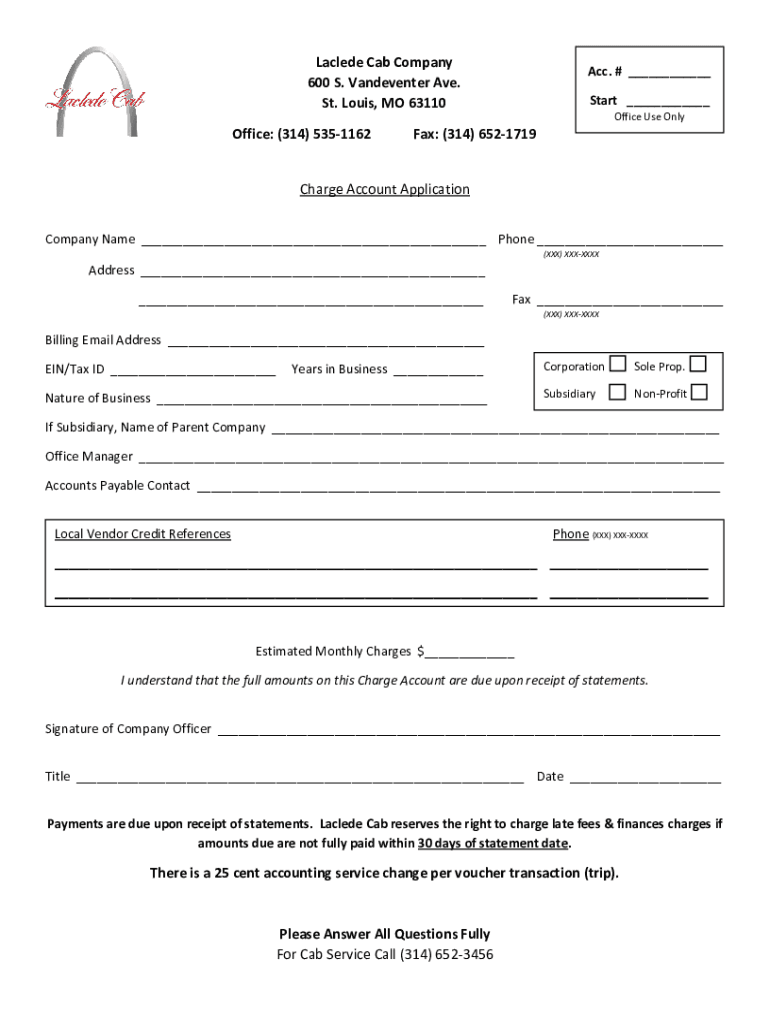 Fillable Online Office Laclede Cab Taxicab Services 600