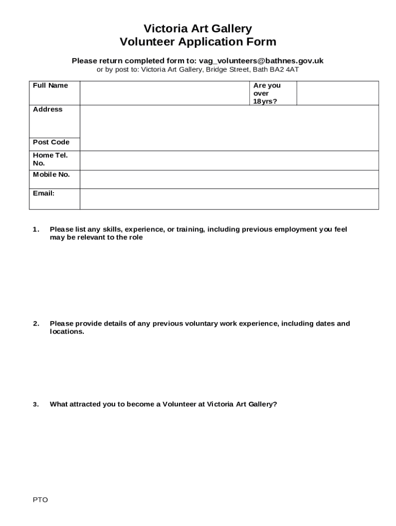 Bath and North East Somerset Heritage Services Volunteer Application