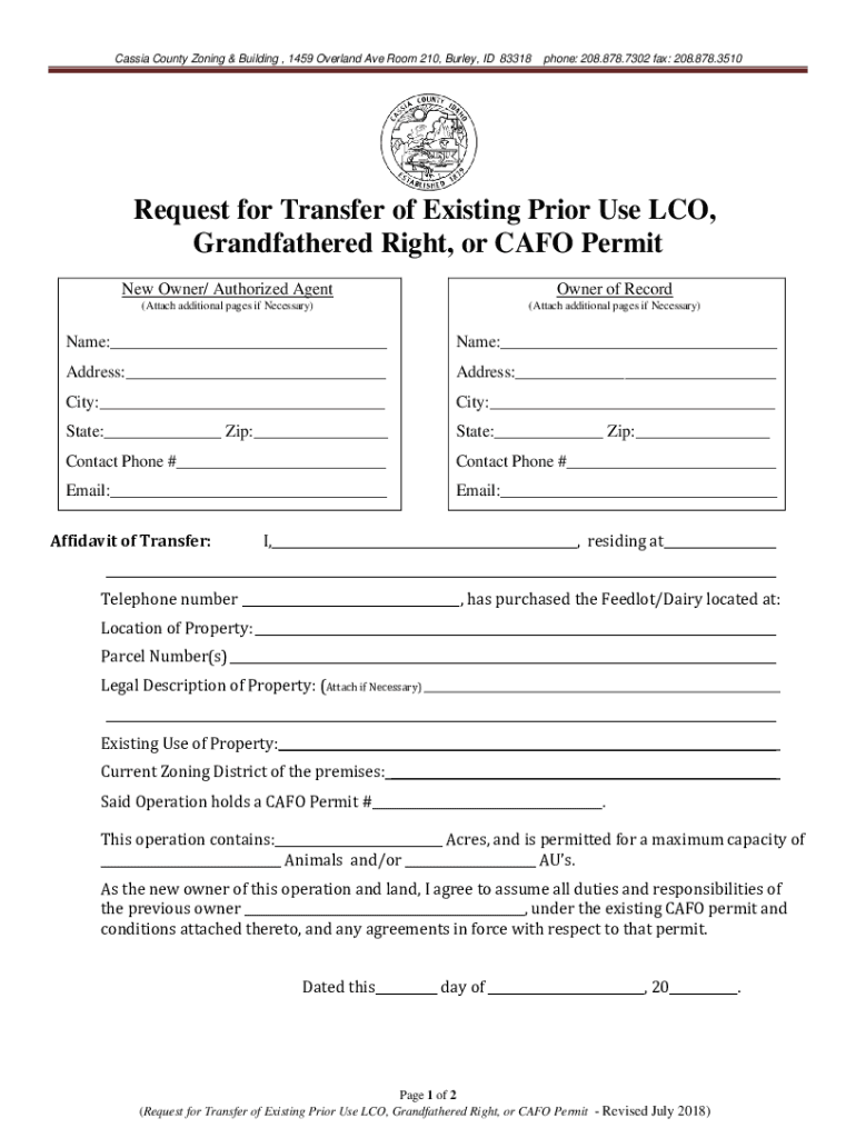 Fillable Online FormsCassia County