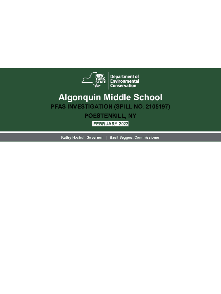 Fillable Online Algonquin Middle School PFAS Investigation