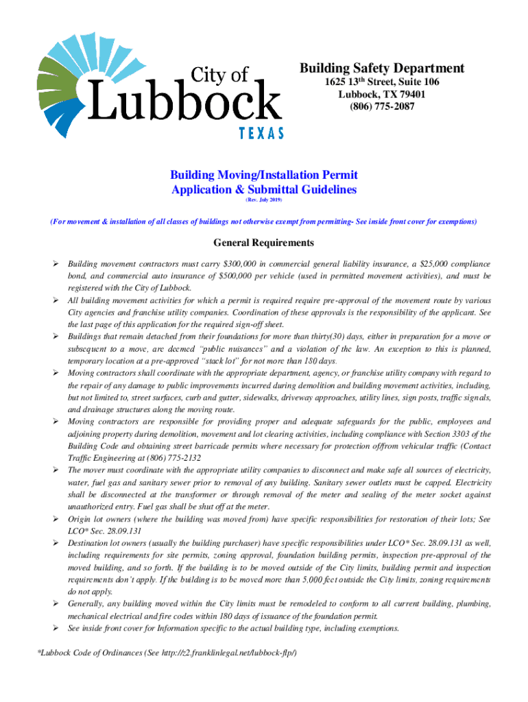 Fillable Online City of Lubbock DepartmentsBuilding SafetyLubbock