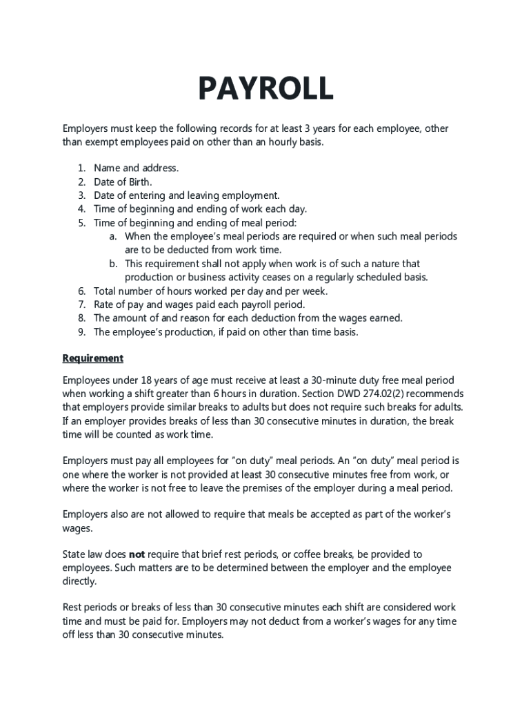 Fillable Online Everything You Need to Know About Payroll Record