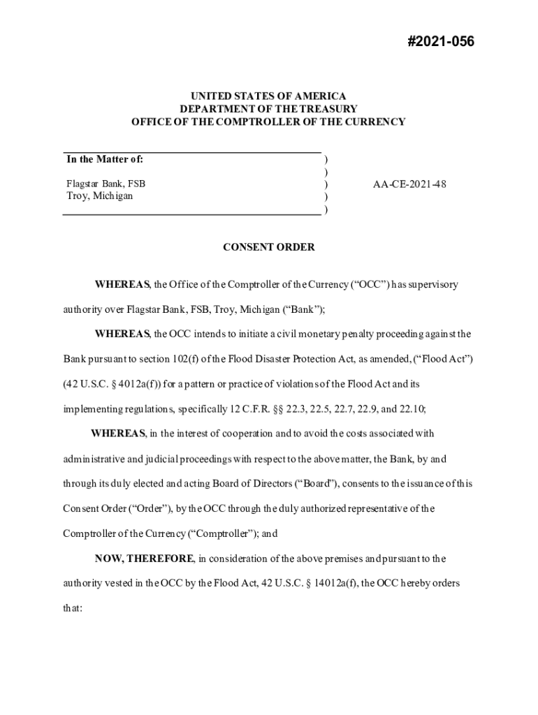 Fillable Online Civil Money Penalty, CMP. Flagstar Bank, FSB, Troy