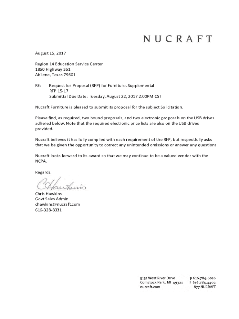 Fillable Online Request for Proposal (RFP) for Furniture, Supplemental