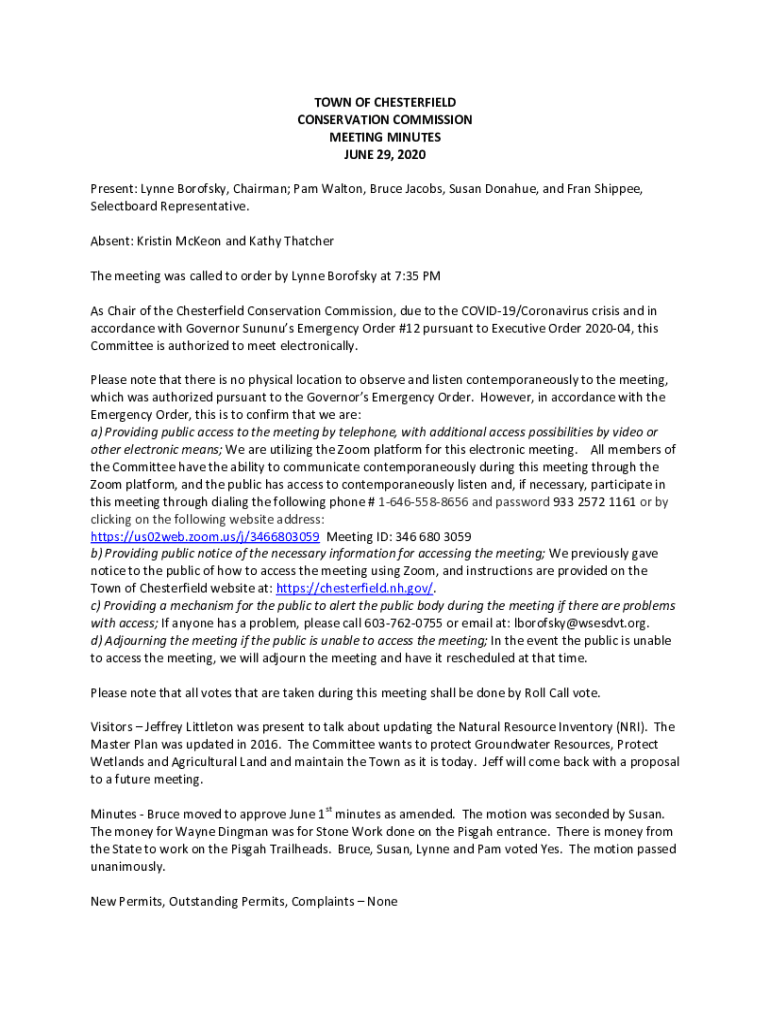 Fillable Online TOWN OF CHESTERFIELD CONSERVATION COMMISSION Fax