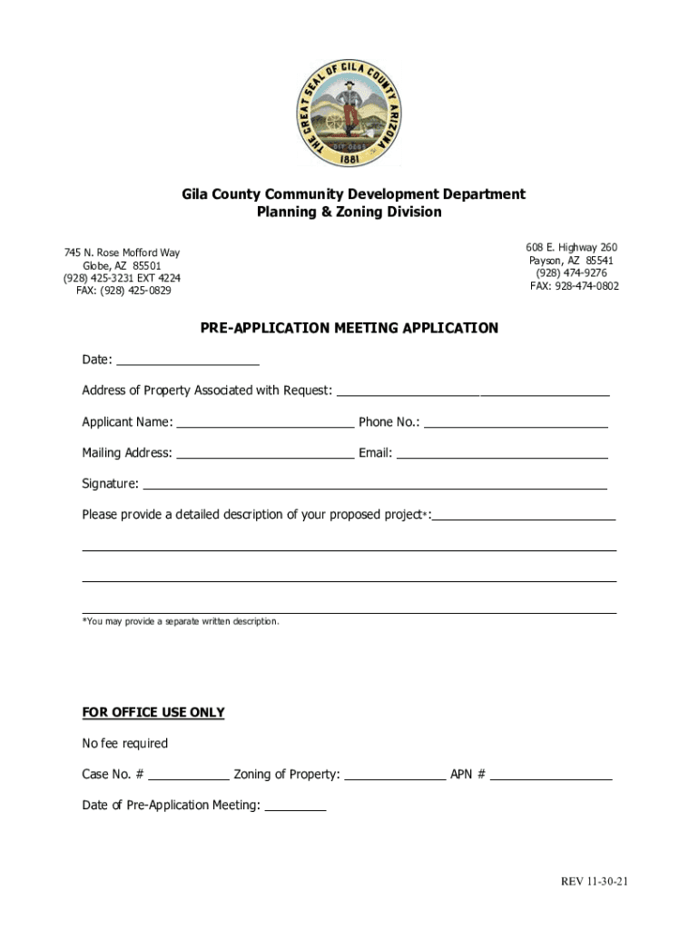 Fillable Online Planning and Zoning Gila County, Arizona Fax Email