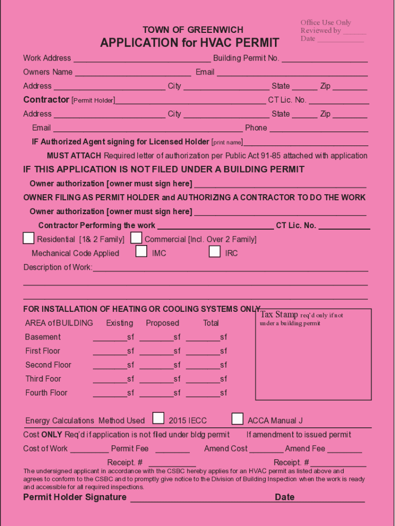 Fillable Online APPLICATION for HVAC PERMIT IRC Fax Email Print pdfFiller