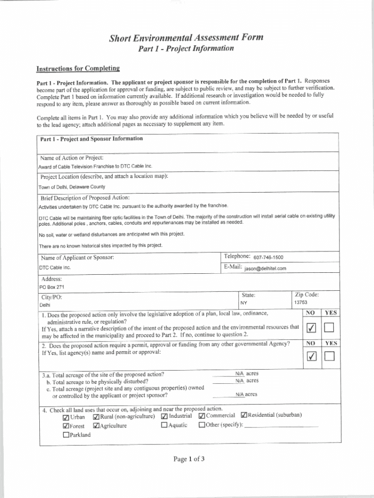 Fillable Online Short Environmental Assessment Form Part 1 Scarsdale