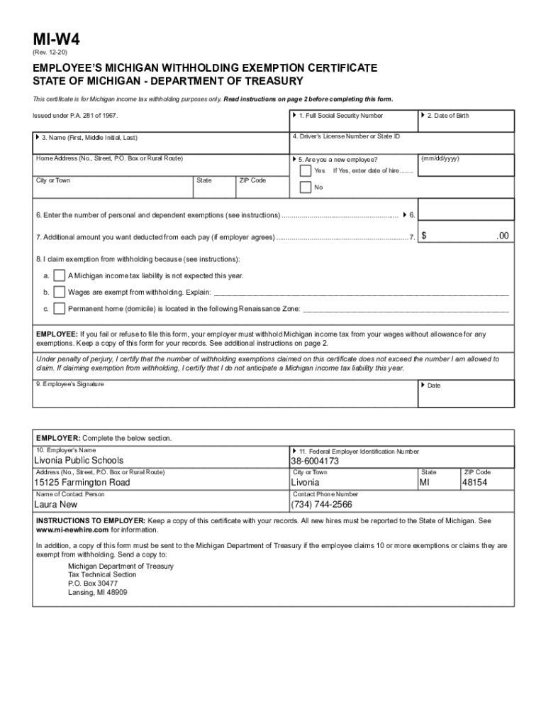 Fillable Online Personal Exemptions Form W4 Internal Revenue Service Fax Email Print