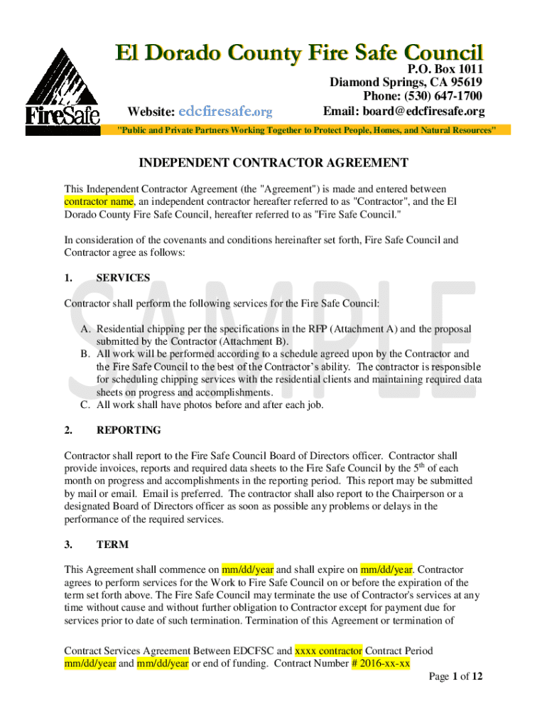 Fillable Online El Dorado County Fire Safe Council Fax Email Print