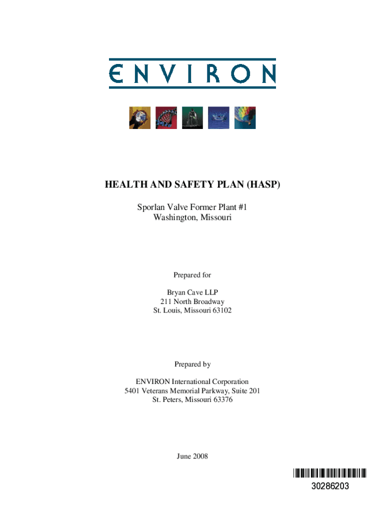 Fillable Online HEALTH AND SAFETY PLAN (HASP) Sporlan Valve Former Plant Fax Email Print