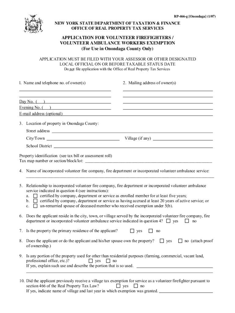 Fillable Online Form RP466G ONONDAGA Download Fillable PDF or Fill