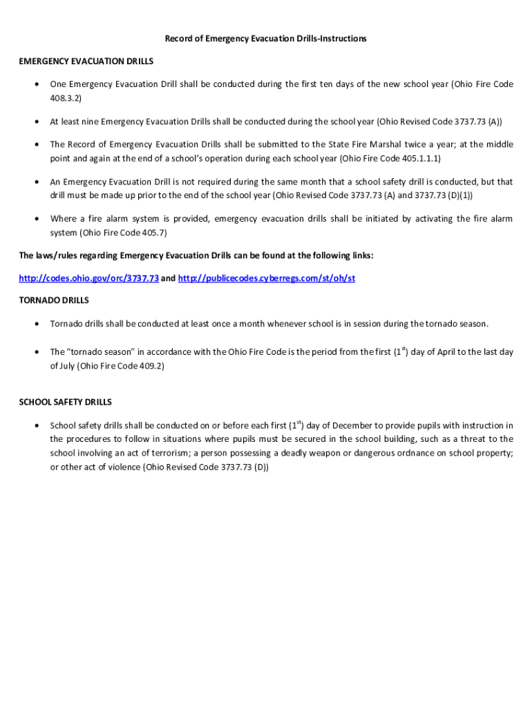 Fillable Online com.ohio.govfireemergencydrillrecordEMERGENCY