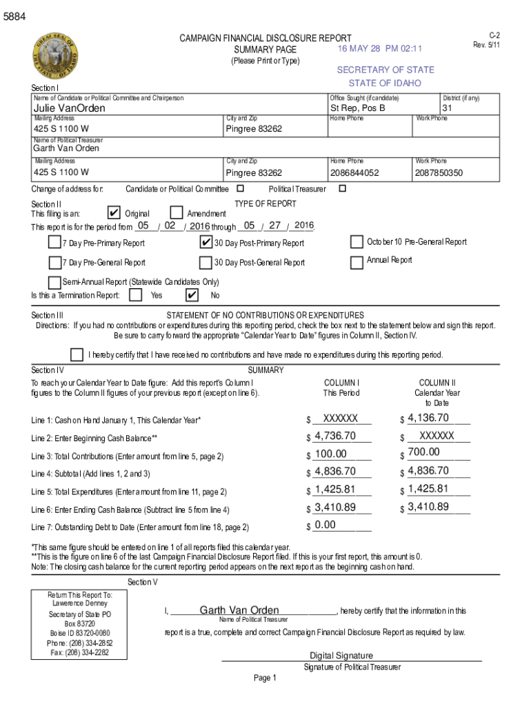 Fillable Online sos idaho The Official site of