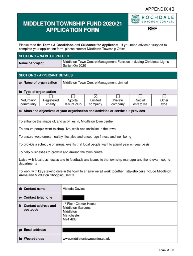 Fillable Online democracy rochdale gov MTCM Application Form Fax