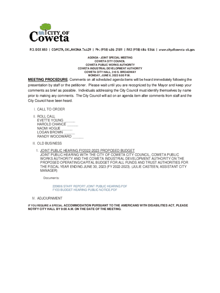 Fillable Online www.cityofcowetaok.govAgendaCenterViewFileMINUTES OF