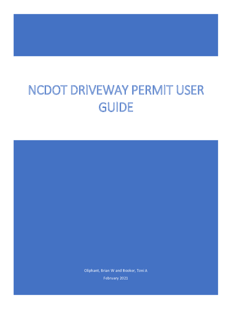 Fillable Online NCDOT Driveway Permit User Guide Fax Email Print