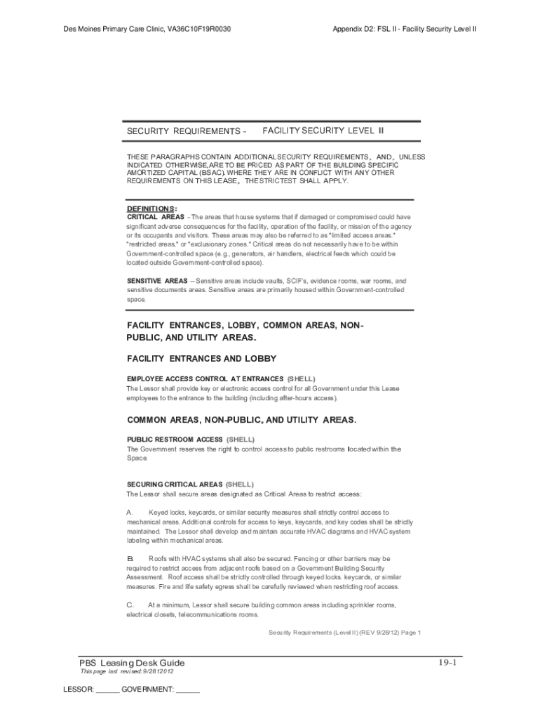Fillable Online 191 PBS Leasing Desk Guide SECURITY REQUIREMENTS