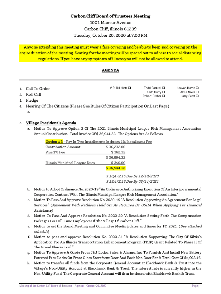 Fillable Online Village of Carbon 1001