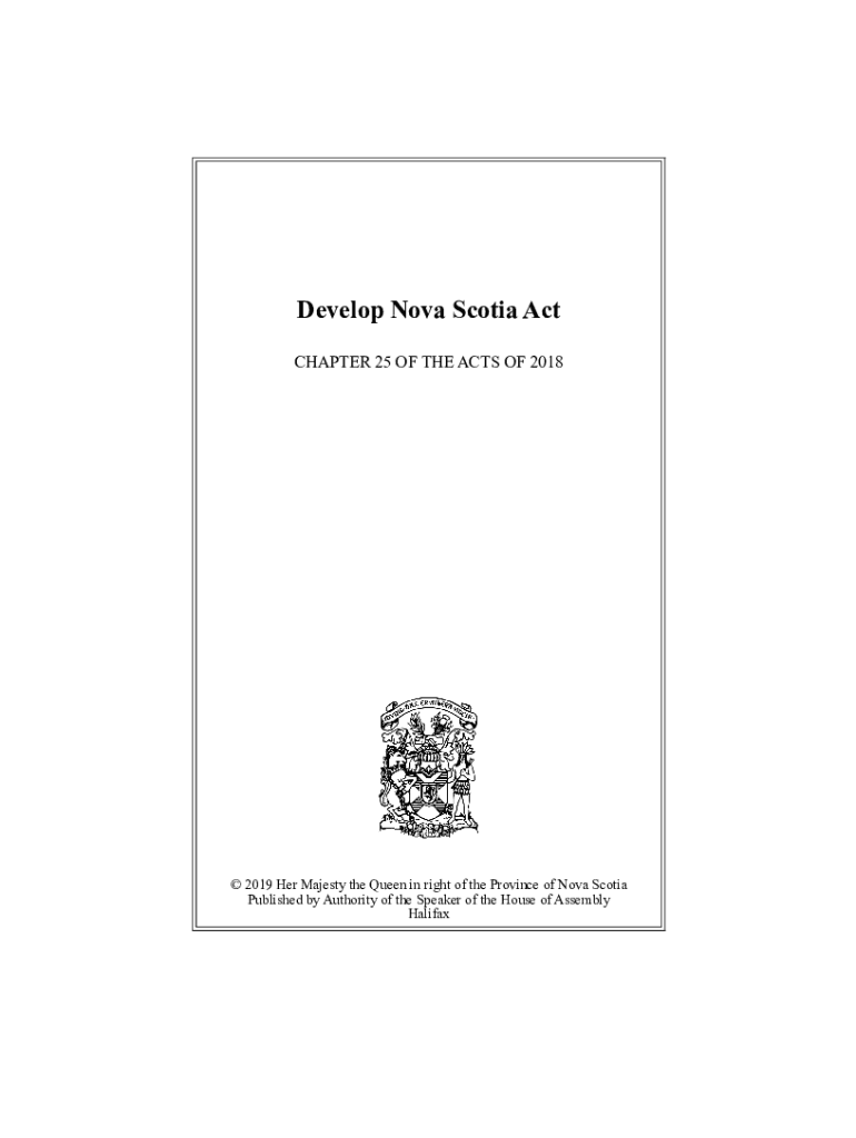 Fillable Online Develop Nova Scotia Act Nova Scotia House of Assembly Fax Email Print pdfFiller
