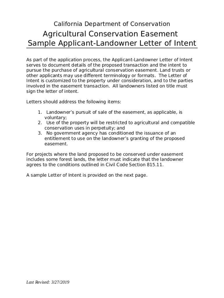 Easement Letter of IntentFINAL California Department of Conservation