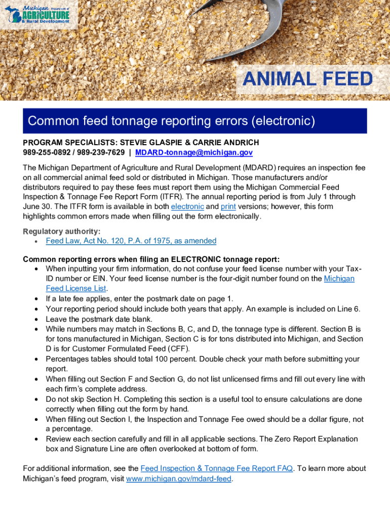 Fillable Online Common Errors in the Electronic Inspection & Tonnage