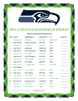 Fillable Online Printable 2022-2023 Denver Broncos Schedule - Template