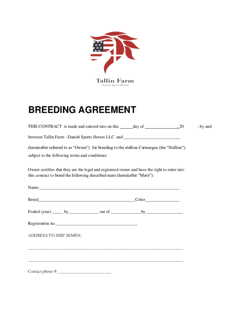Fillable Online Horse Breeding Contract Fax Email Print pdfFiller
