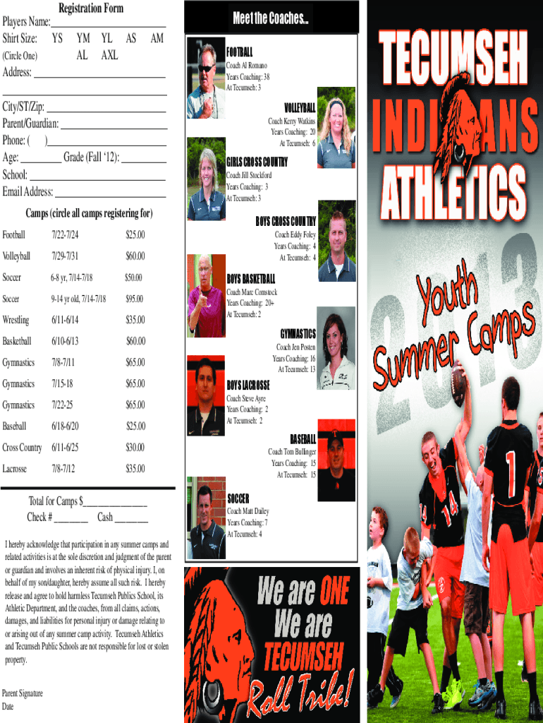 Fillable Online Youth NFL FLAG Football League Registration Form