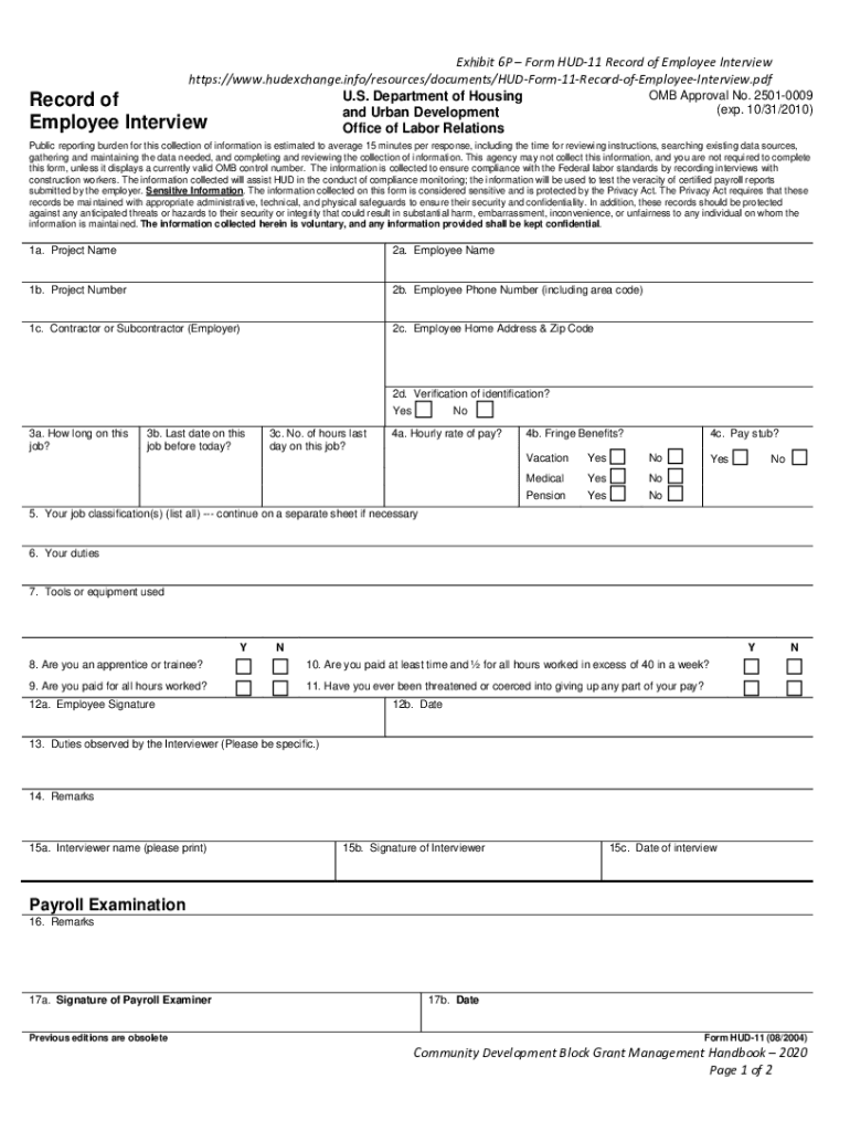 Fillable Online edit.cookcountyil.govsitesgHUD11 Employee Interview