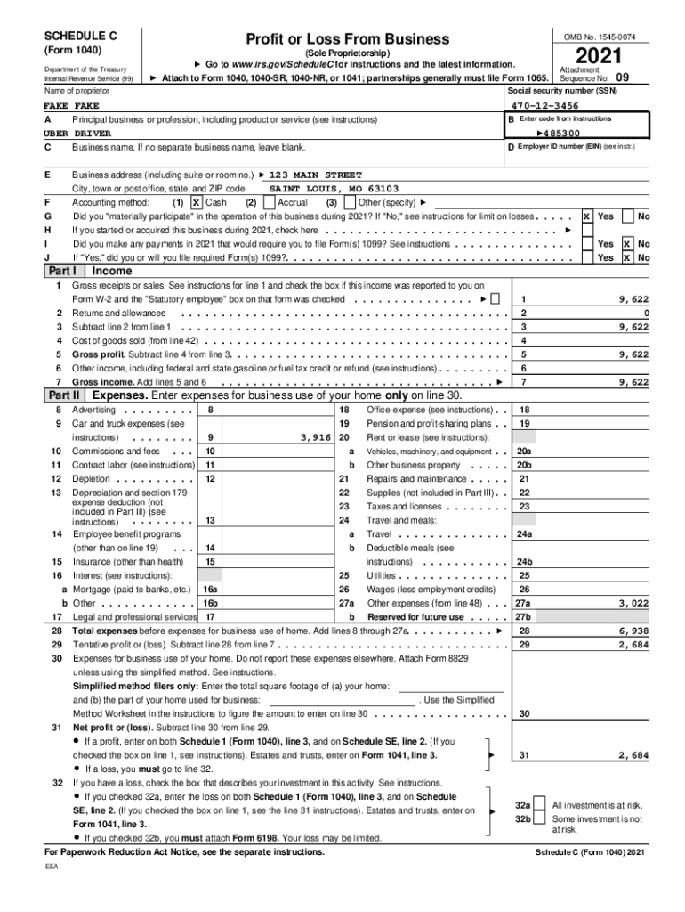 Fillable Online Schedule C.pdf - SCHEDULE C (Form 1040) Profit or Loss