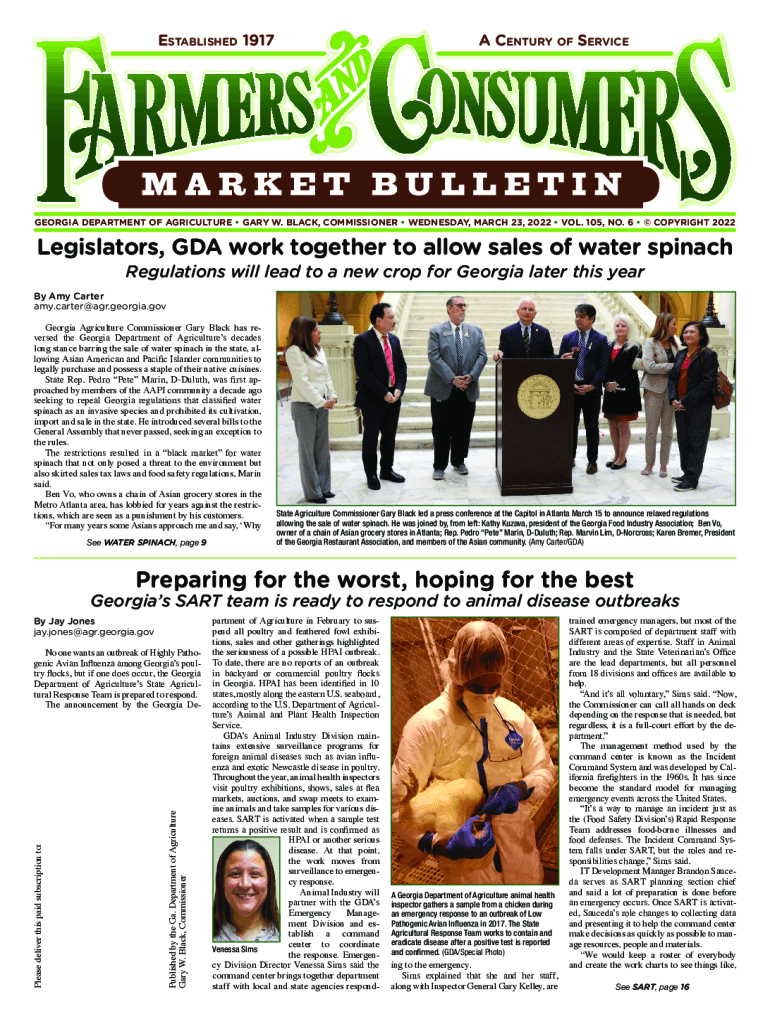 Fillable Online Farmers and Consumers Market Bulletin Classified