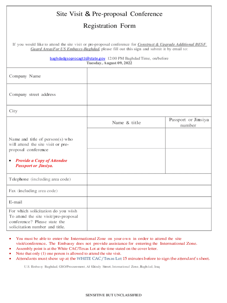 Fillable Online iq.usembassy.govSITEVISITREGISTRATION3Site Visit Pre