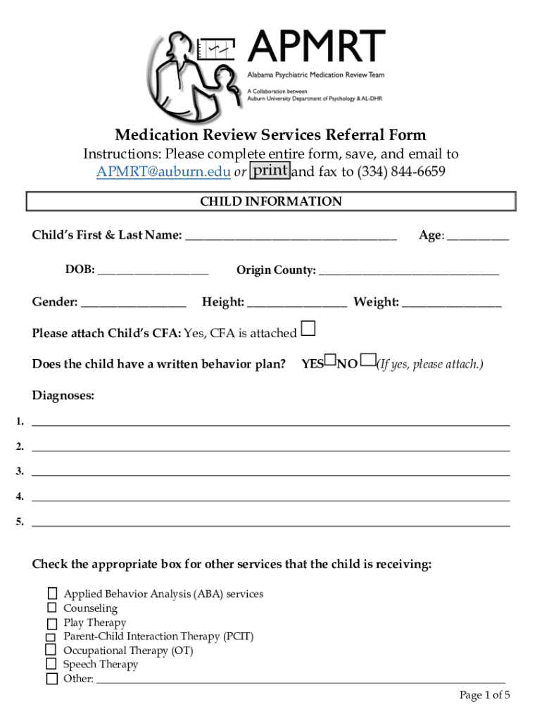 Fillable Online Medication Review Services Referral Form Auburn