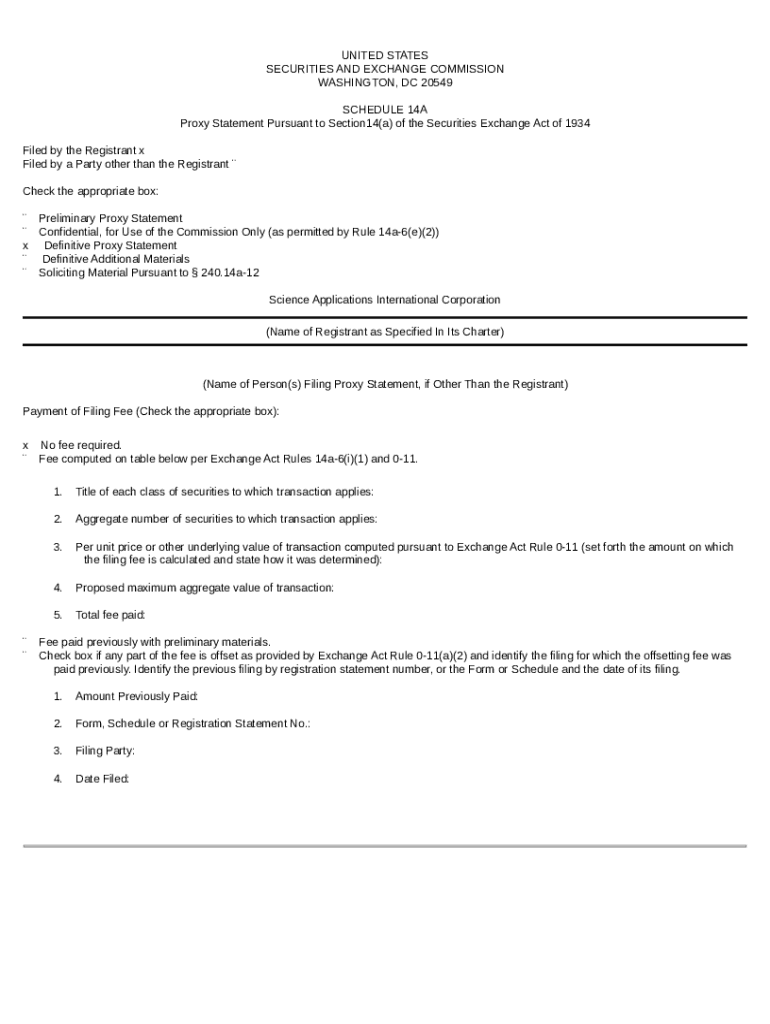 Science Applications International Corp (. EDGAR Online Pro Doc