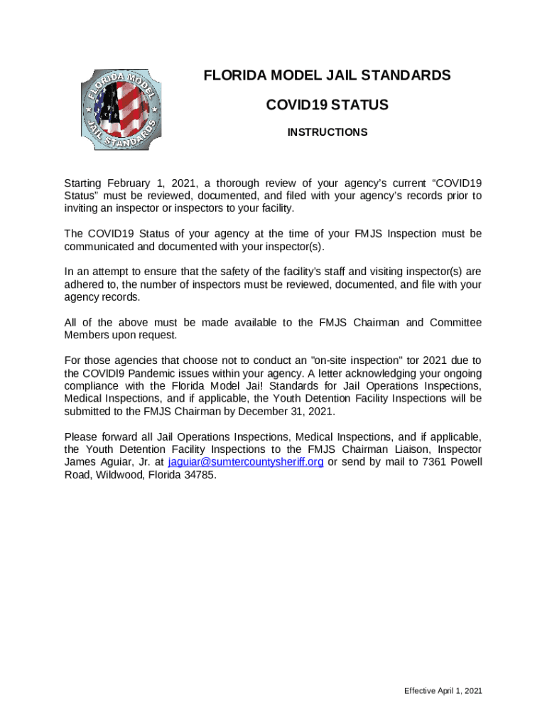 FLORIDA MODEL JAIL STANDARDS Florida Sheriffs Association Doc