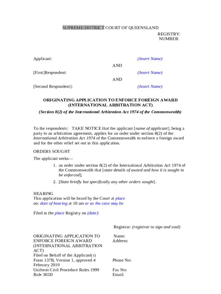 Uni Civil Procedure Rules 1999 137B Originating application to