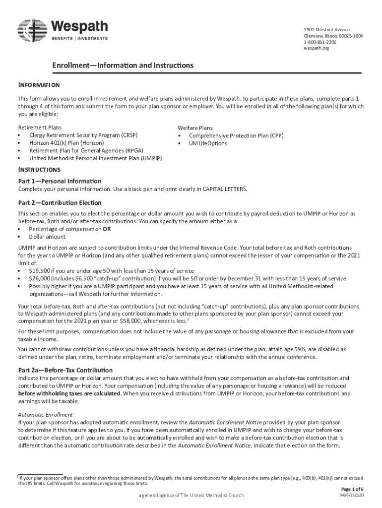 Fillable Online Benefits & Investments for The United Methodist